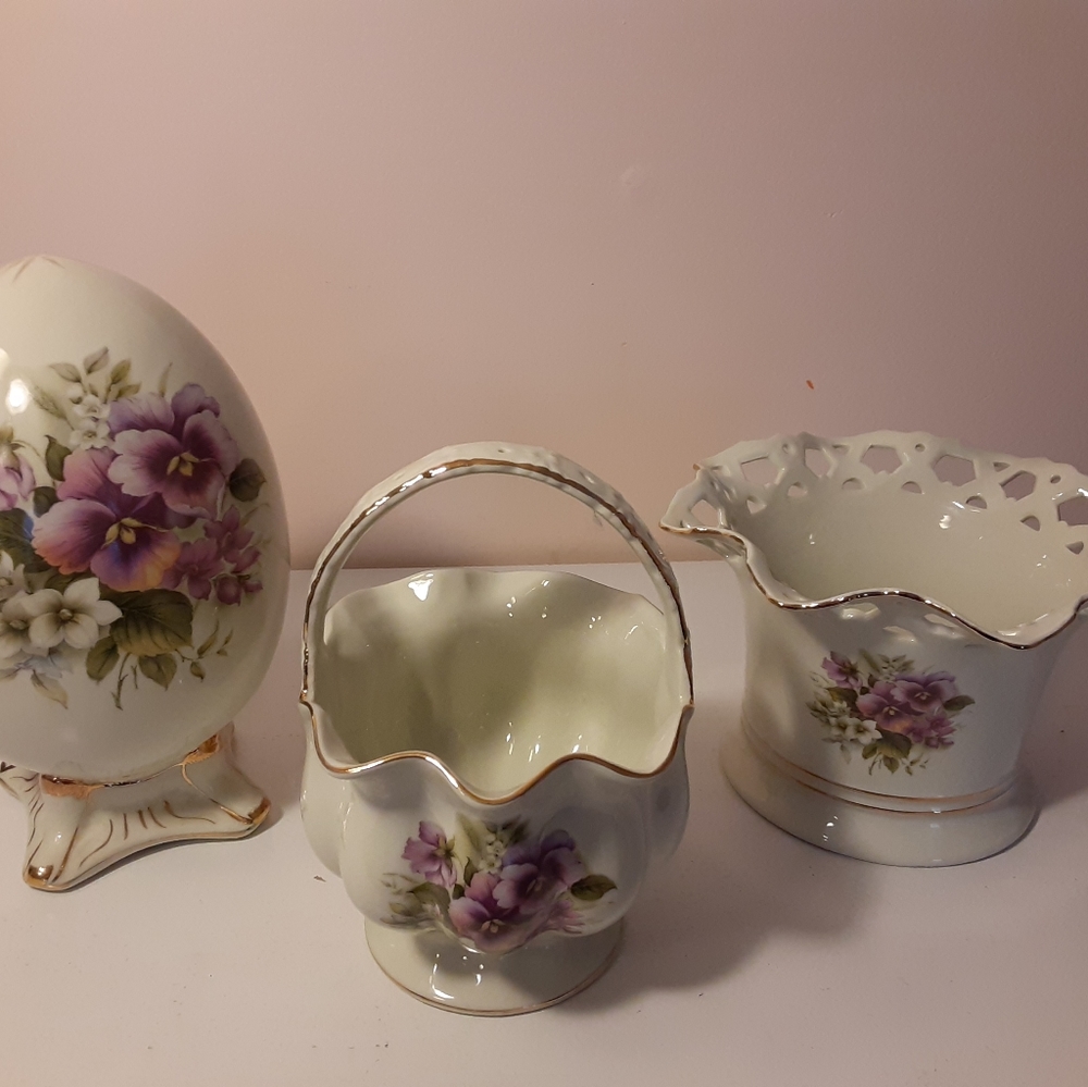 Matching set of 3 bone china formalities summer floral collection
